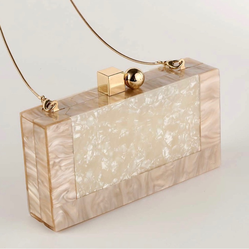 💎 Women Acrylic Evening Clutch bag Glitter Marble Purse Handbag